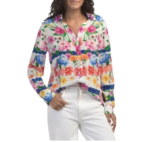 ELIE TAHARI Tops - ELIE TAHARI Floral The Madeline Scallop Floral Printed Blouse